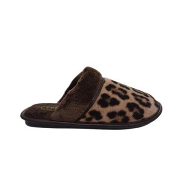 Imagem de Pantufa Leffa Feminina Onça Cafe 763 Cor:MarromTamanho:38, Marrom, 38
