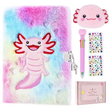 Imagem de Diário PJDRLLC Axolotl com cadeado para menina de 8 a 10 anos