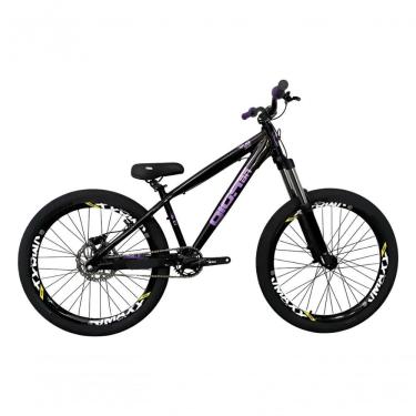 Imagem de Bicicleta Freeride Wheeling Mountain Bike Aro 26 Quadro Alumínio 1 Velocidade Gios Preto com Roxo