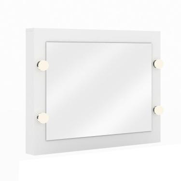 Imagem de Espelho de Penteadeira Suspensa Decorativo PE2006 MPD Branco G69 1 Gaveta com LED MDF MDP Gran Belo