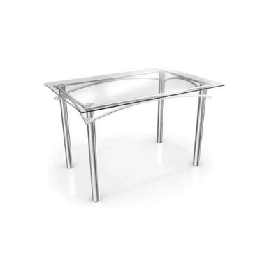Imagem de Mesa com Tampo de Vidro Retangular 120x80cm Elba Crome Prata/Cromado -
