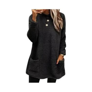 Imagem de Casaco Feminino De Lã Quente Para Outono Inverno, Estilo Casual Urbano