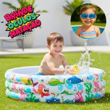 Imagem de Piscina Infantil Inflável Criança Estampa Fundo do Mar 100 Litros+Ócul