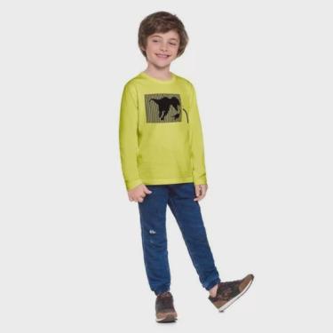 Imagem de Camiseta Infantil Brandili Dinossauro Masculina - Verde