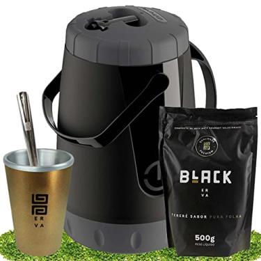 Imagem de Kit Tereré Black Erva Garrafa 2,5L Cuia E Erva Pura Folha