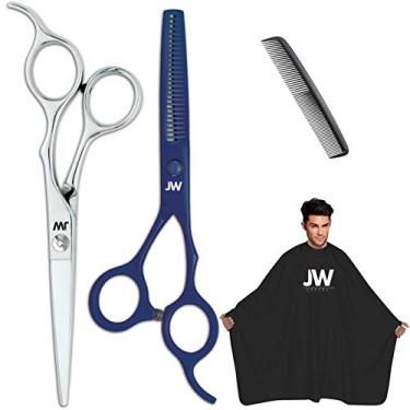 Imagem de JW Professional Shears R Combo Series - Tesoura de corte e desbaste de cabelo, combinação de capa e pente de aço inoxidável (S1-Combo)