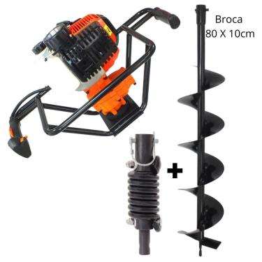 Imagem de Perfurador de Solo Vulcan VPS520 á Gasolina 2 Tempos 52cc 2,5hp com Broca 80x10cm + Amortecedor Para Broca Kawashima Ideal Para Atividades Rurais