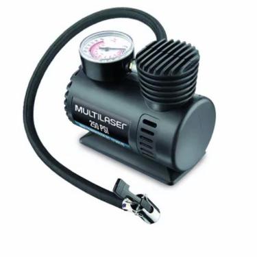 Imagem de Compressor de Ar Pneu 12v Vazão 15L Mini Portátil 250psi 3 Bicos Marcador Pressão Manômetro Carro