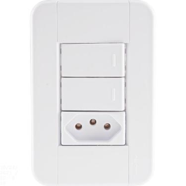 Imagem de Conjunto 4x2 com 2 Interruptores Simples 10 A 250 V e 1 Tomada 2P+T 20 A 250 V Tramontina Tablet Branco Tramontina