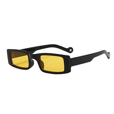 Imagem de Óculos de Sol Retangulares Moda Feminina Pequena Moldura Quadrada Óculos de Sol Vintage Masculinos Máscaras Retro Verde Claro UV400, preto e amarelo, China