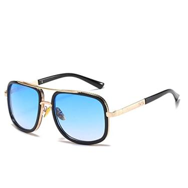 Imagem de Fashion Big Frame Sunglasses Men Square Metal Sun Glasses Women Retro Sun Glasses Vintage,5 Black,Blue,china
