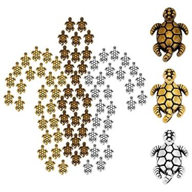 Imagem de SUNNYCLUE 1 caixa 120 peças 3 cores contas de tartaruga pingentes de tartaruga liga contas de tartaruga buraco animal contas de metal pingentes para pulseiras para colar DIY pulseira joias artesanato acessórios para fabricação, Metal