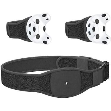 Imagem de Skywin Cinto rastreador VR, alça de mão e película de silicone protetora para discos de rastreador do sistema HTC Vive - cinto ajustável, correias, películas protetoras para rastreadores VR Vive (1 cinto + 2 alças de mão + 2 peles), Silicone