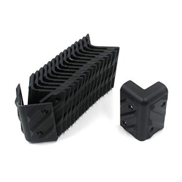 Imagem de Protetor de canto direito Geesatis 16 peças Protetor de armário de plástico preto protetor de cantos para amplificador de guitarra de armário, com parafusos de montagem, altura de 7,6 cm