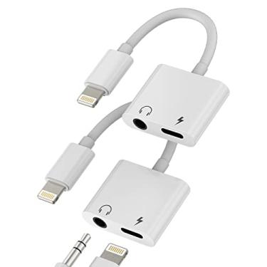 Imagem de Adaptador de fone de ouvido Lightning de 3,5 mm para iPhone (pacote com 2) Adaptador auxiliar de áudio para fone de ouvido 2 em 1 e carregador de fone de ouvido 13 12 11 Pro Max Mini Xs Se 7 X 8 Plus