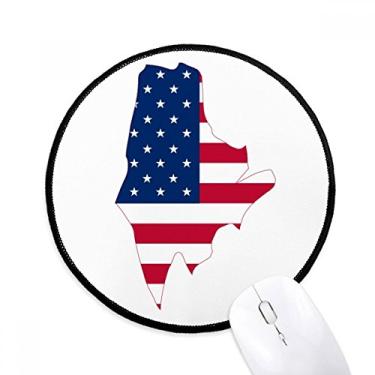 Imagem de DIYthinker Maine USA Mapa Estrelas Listras Bandeira Forma Mouse Pad Desktop Escritório Tapete Redondo para Computador