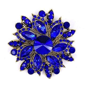 Imagem de LAXPICOL Broche de flor vintage feminino de cristal austríaco elegante broche de casamento, Cristal, Strass