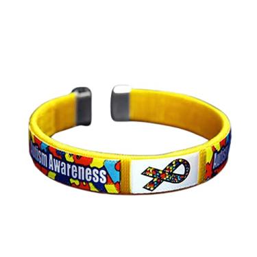 Imagem de Fundraising For A Cause | Pulseiras coloridas para conscientização do autismo – Pulseiras baratas para arrecadação de fundos e conscientização, 7 5 inch, Plástico