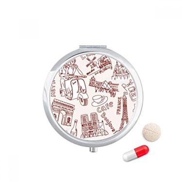 Imagem de Porta-comprimidos da Torre Eiffel do Louvre Arco do Triunfo da França Dispensador de remédios