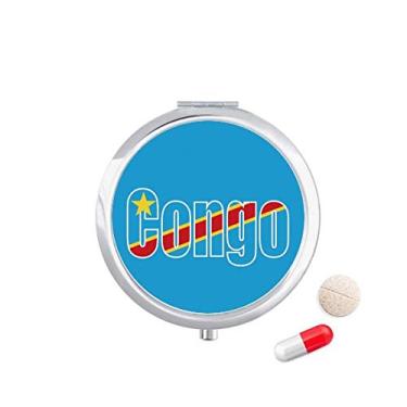Imagem de Porta-comprimidos com nome da bandeira do Congo Country, caixa de armazenamento de medicamentos, dispensador de recipiente