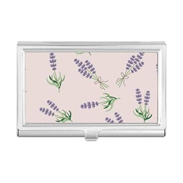 Imagem de Porta-cartões de visita com flor e laço de lavanda azul