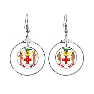 Imagem de Jamaica North America Nacional Emblema Brincos Pendentes Argola Joias Círculo Gota