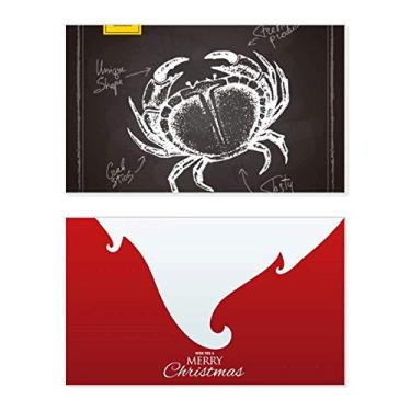 Imagem de Caranguejo esboço padrão Marine Organism Holiday Merry Christmas Cartões de parabéns Mensagem de Natal