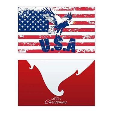 Imagem de Bandeira da América Haliaeetus leucocephalus Eagle Holiday Merry Christmas Cartões de parabéns Mensagem de Natal