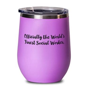 Imagem de Trabalhador social para amigos, oficialmente a melhor taça de vinho de assistente social perfeita do mundo, copo de vinho isolado dos colegas