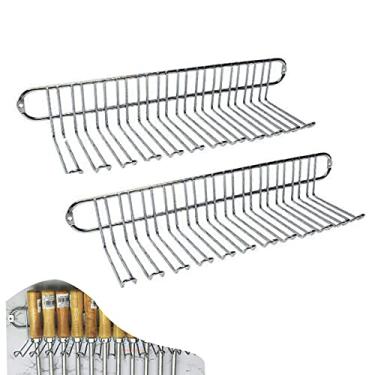 Imagem de Kit 2 Suportes Porta Espeto Parede Grande Utensílios Churrasco Multiuso Cromado - AMZ