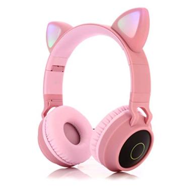 Imagem de Fone de ouvido Cat Ear Fone de ouvido sem fio Fones de ouvido 5.0 Fones de ouvido para jogos rosa