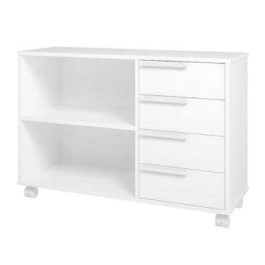 Imagem de Rack em MDP 1 Prateleira 4 Gavetas e 4 Pés com Rodízio BRV Móveis