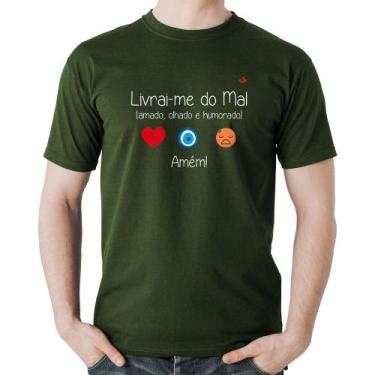Imagem de Camiseta Algodão Livrai-Me Do Mal (Amado, Olhado E Humorado) - Foca Na