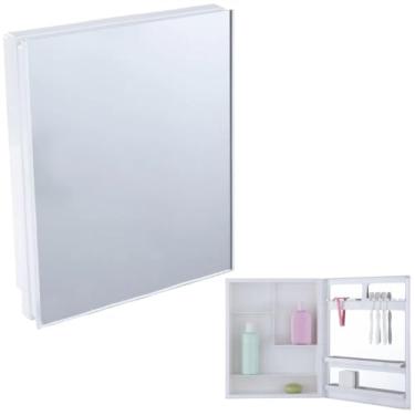 Imagem de Armário Banheiro Espelheira Sobrepor e Embutir Branco | 35,1x10,6x44cm | 01 Porta | Astra