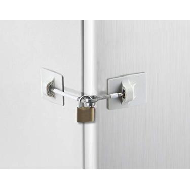 Imagem de Fechadura de porta de geladeira com cadeado - branco