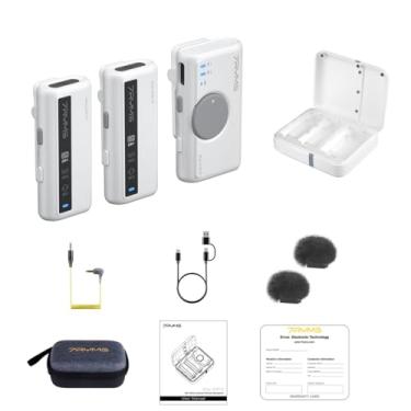 Imagem de 7Ryms iRay DW10 Mini microfone de lapela sem fio de canal duplo com Denoise, funções de reverberação para smartphone, computador, gravação de câmera, Vlog, transmissão ao vivo, entrevista-Branco