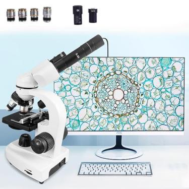 Imagem de Microscópio binocular profissional, equipamento de laboratório, 30000x, 4 * objetiva / 4 * ocular, com display, paquímetro vernier, conjunto de pesquisa, para ensino e pesquisa-18000