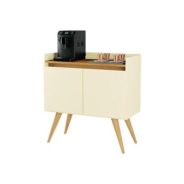 Imagem de Aparador Buffet Sala Gold 2 Portas com Pés de Madeira Maciça Perola/mel