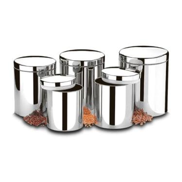 Imagem de Conjunto de Potes para Mantimentos com Tampa 5 Peças, Suprema, Aço Inox, Brinox