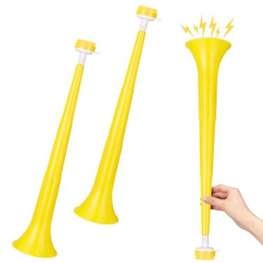 Imagem de GCQJOQ 2 Pcs Stadium Horn 21 Inch Vuvuzela Plastic Collapsible Cheering Trumpets for Sporting Events Football Carnival Party Supplies (Yellow)