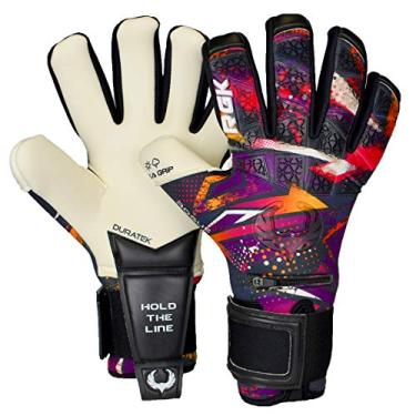 Imagem de Renegade GK Luvas de goleiro de edição limitada Rogue Slash com defesa de dedos Pro-Tek | 4 mm Giga Grip & Neoprene | Luvas de goleiro de futebol preto, roxo, dourado (tamanho 9, jovem-adulto, corte negro, nível 4+)