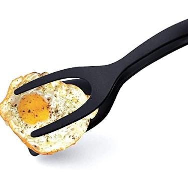 Imagem de Espátula dupla de ovo frito, 2 em 1 de silicone, espátula, pão, panqueca, pá de churrasco, pinças para segurar e virar alimentos