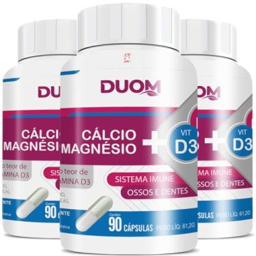 Imagem de Duom, KIT 3 CÁLCIO + MAGNÉSIO + VITAMINAS K2 E D3 COM 90 CÁPSULAS CADA TOTAL: 270 CÁPSULAS - DUOM