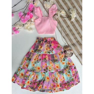 Imagem de Conjunto Infantil Blogueirinha Saia Longa E Cropped