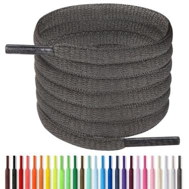 Imagem de Handshop Cadarços atléticos ovais de 1/10.2 cm 61.0 cm-182.9 cm em 22 cores, cadarços de sapato meio redondo, Cinza escuro, 30 inch (76cm)