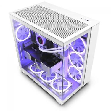 Imagem de Gabinete gamer nzxt h9 flow branco vidro temperado mid tower