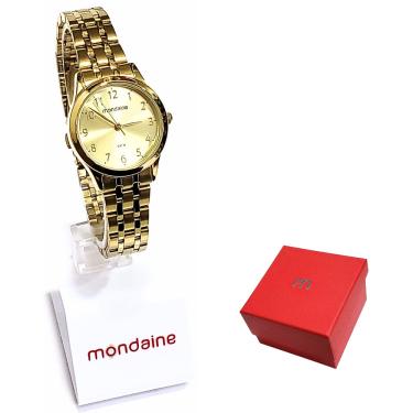 Imagem de Relógio Mondaine Feminino Analógico Dourado Kit 32608LPMKDE1K1