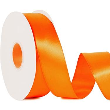 Imagem de Orange 1-1/2" X 50 Yards Solid Color Satin Ribbon, Double Faced High Density Polyester Fabric Ribbon for Gifts Wrapping, Wedding, Party, Crafts, Hair Bows, Home DIY Decor Ornaments