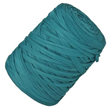 Imagem de Fio de camiseta 100 metros tecido de fio de tricô pano de crochê cor sólida fio de camiseta para iniciantes em crochê DIY bolsa de artesanato de mão cobertor projetos de almofada (verde malaquita)