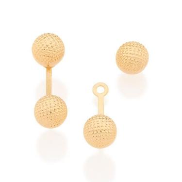 Imagem de Brinco banhado ouro 3x 24k 18k e 22k femininos bolinha rommanel ear ja